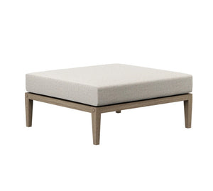 Sunshore Pebble Outdoor Ottoman Square ottoman with cushion on a white background