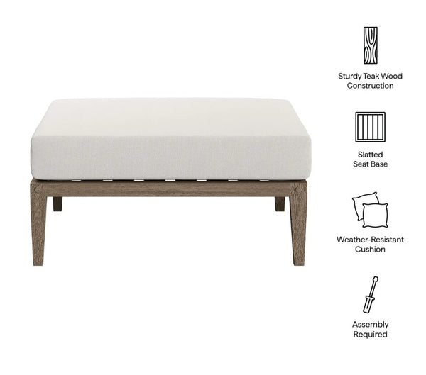 Sunshore Weather Gray Outdoor Ottoman 