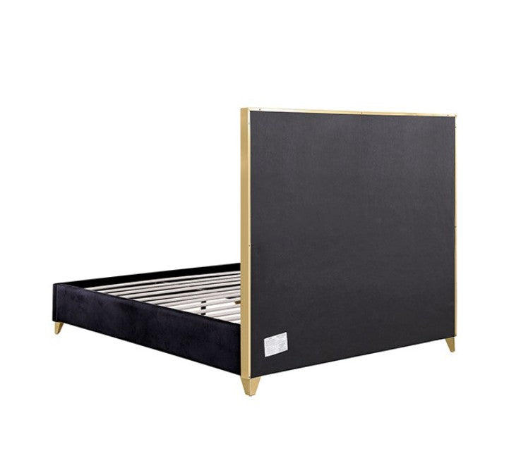 Sysko Glam Black Gold Fully Upholstered Bed