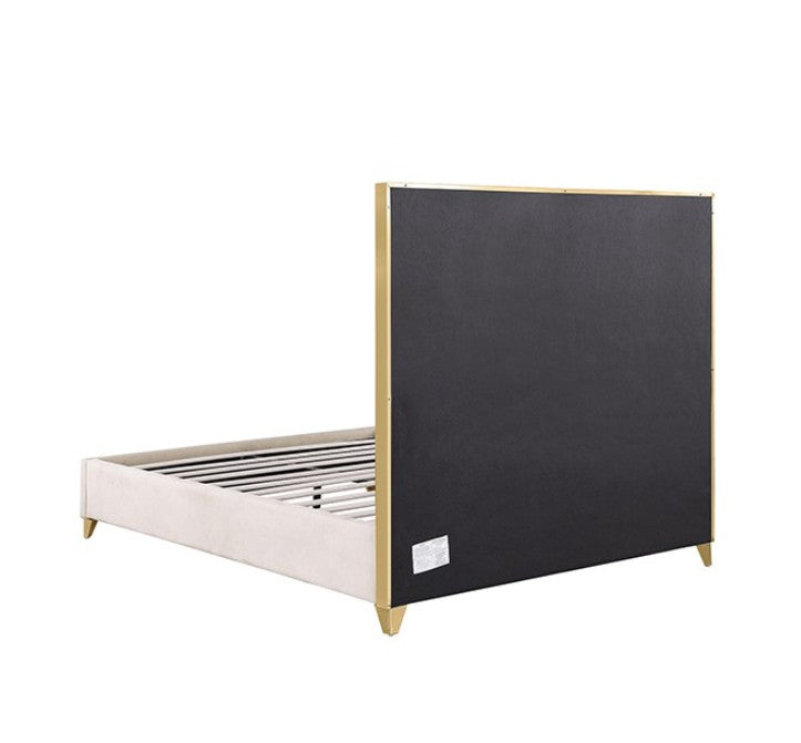 Sysko Glam Gold White Fully Upholstered Bed