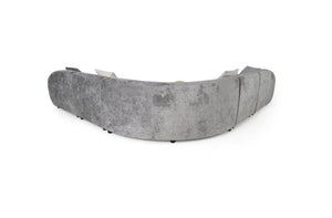 Tiarra Corner Sectional Sofa Fabric Gray A curved modular upholstered sofa in a textured gray fabric, shown from a high-angle perspective against a plain white background.