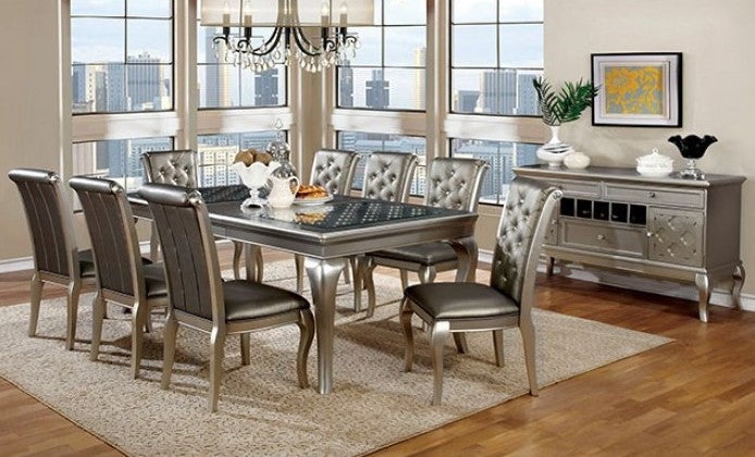 Tina Modern Glass Wood Top Dining Table