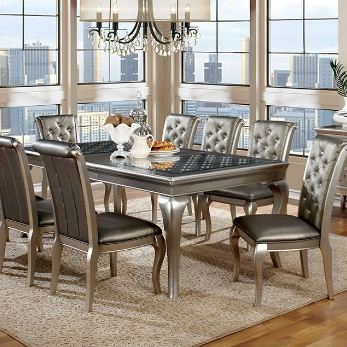 Tina Modern Glass Wood Top Dining Table