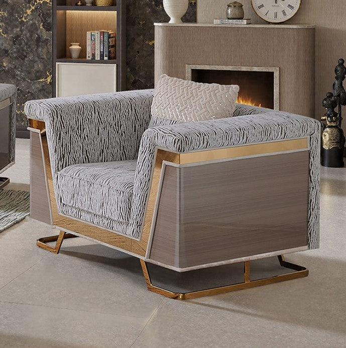 Tovmus Glam Gold Animal Print Fabric Chair