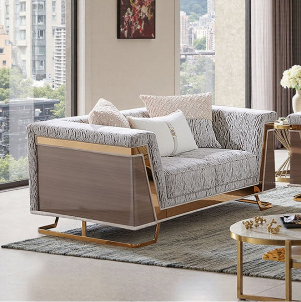 Tovmus Glam Gold Animal Print Fabric Loveseat
