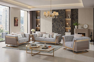 Tovmus Glam Gold Animal Print Fabric Loveseat Set