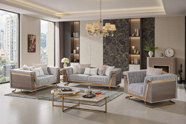 Tovmus Glam Gold Animal Print Fabric Loveseat Set