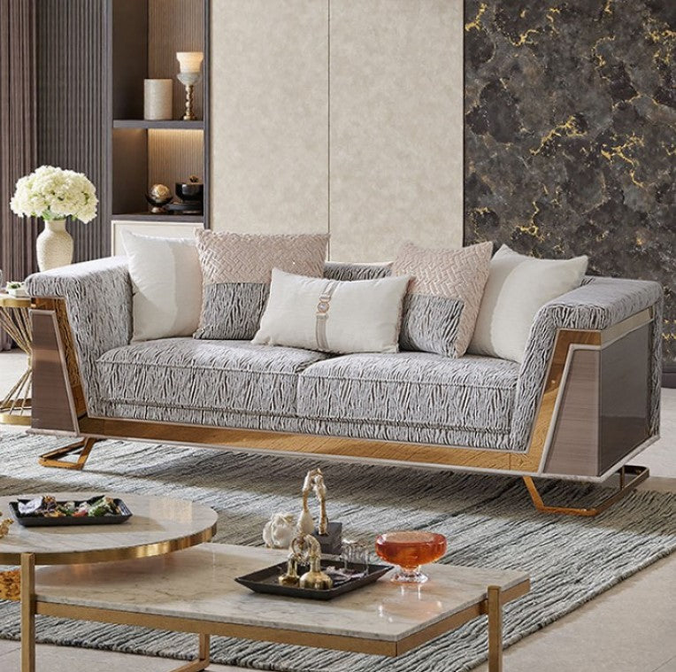 Tovmus Glam Gold Animal Print Fabric Sofa