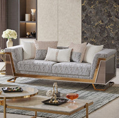 Tovmus Glam Gold Animal Print Fabric Sofa