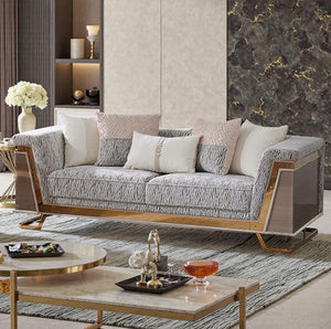 Tovmus Glam Gold Animal Print Fabric Sofa