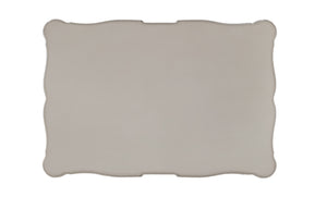 Traditional Style Coffee Table Bone White Dresden Collection A rectangular wall mirror with a wavy scalloped border, shown against a plain white background.