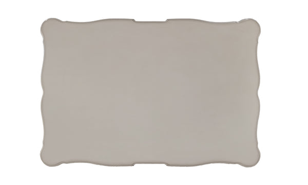 Traditional Style Coffee Table Bone White Dresden Collection A rectangular wall mirror with a wavy scalloped border, shown against a plain white background.