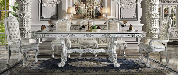Traditional Style Dining Table Bone White Dresden Collection Elegant dining room set with ornate furniture in a luxurious interior setting.