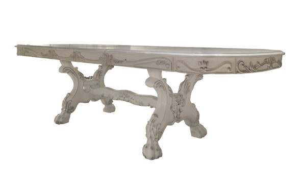 Traditional Style Dining Table Bone White Dresden Collection Traditional Style Dining Table Bone White Dresden Collection Decorative table with intricate legs on a white background