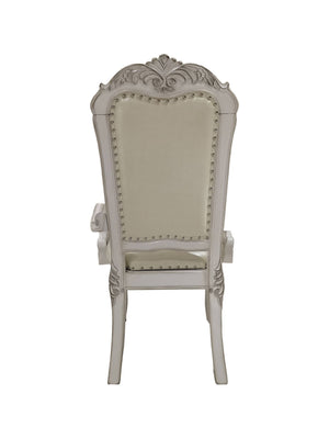 Traditional Style Dining Armchair Bone White Dresden Collection Decorative chair with ornate backrest and armrests on a white background