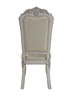 Traditional Style Dining Chair Bone White Dresden Collection Decorative chair with intricate backrest on a white background