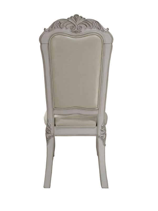 Traditional Style Dining Chair Bone White Dresden Collection Decorative chair with intricate backrest on a white background