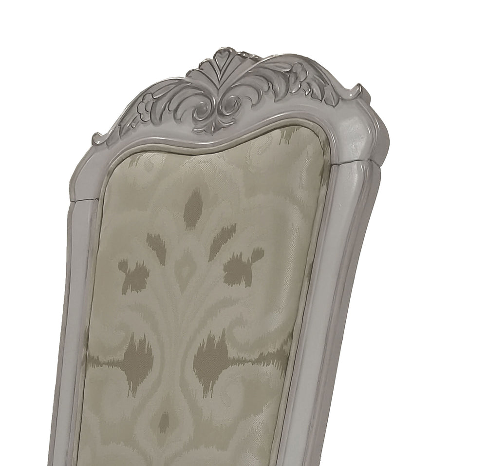 Traditional Style Dining Chair Bone White Dresden Collection Decorative chair with ornate design on a white background