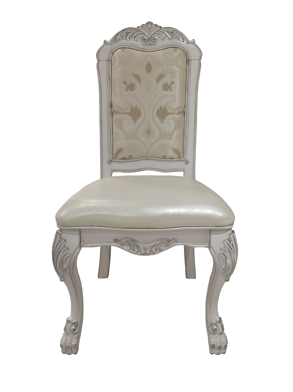 Traditional Style Dining Chair Bone White Dresden Collection Decorative chair with ornate design on a white background