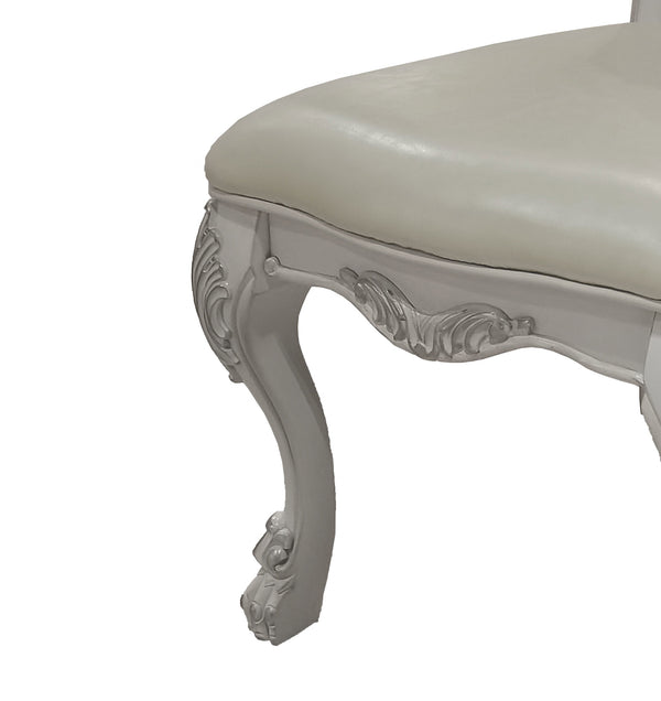 Traditional Style Dining Chair Bone White Dresden Collection Decorative chair with ornate design on a white background