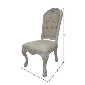 Traditional Style Dining Chair Bone White Dresden Collection Decorative chair with dimensions on a white background