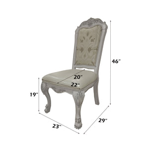 Traditional Style Dining Chair Bone White Dresden Collection Decorative chair with dimensions labeled on a white background