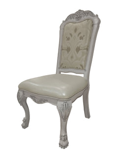 Traditional Style Dining Chair Bone White Dresden Collection Decorative chair with ornate design on a white background