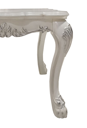 Traditional Style End Table Bone White Dresden Collection Decorative white console table with intricate carvings on a white background