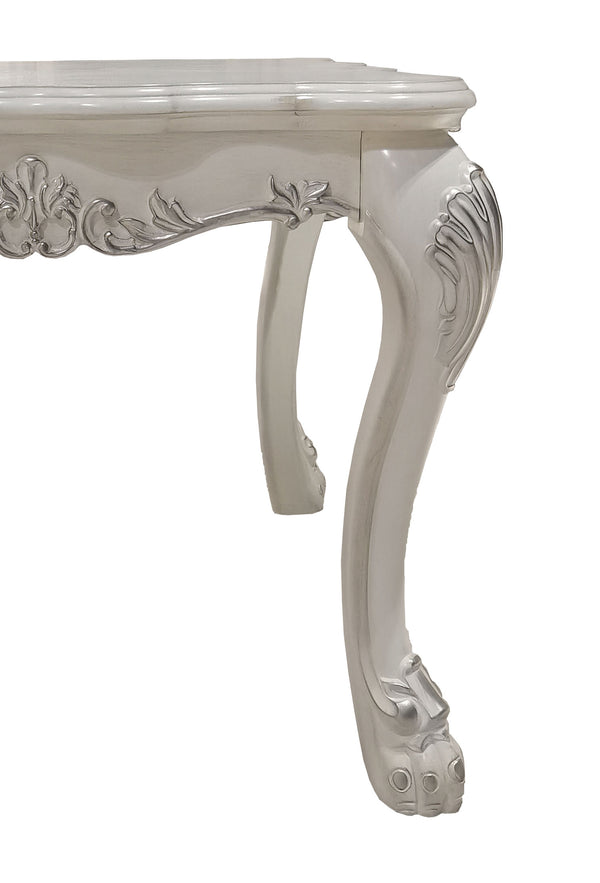 Traditional Style End Table Bone White Dresden Collection Decorative white console table with intricate carvings on a white background