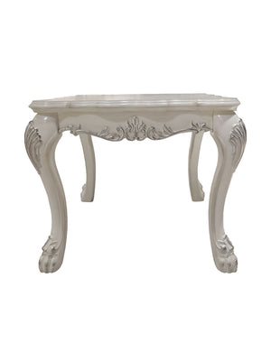 Traditional Style End Table Bone White Dresden Collection Decorative console table with intricate carvings on a white background