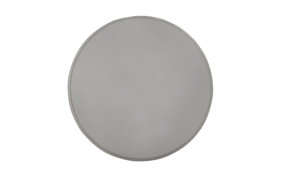 Traditional Style Round Dining Table Bone White Dresden Collection A plain round gray disc or pad shown from above on a white background.