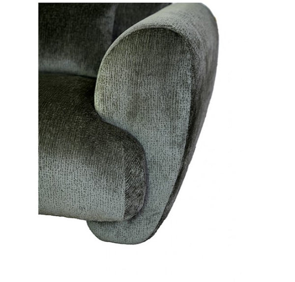 Travus Olive Green Chenille Sofa Gray textured armchair corner on a white background