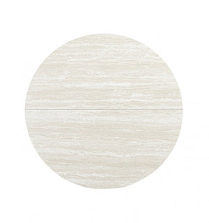 Unberto Two Tone Round Dining Table & Chairs Set A round table top with a light beige and off-white marble or stone-look texture, shown horizontally split by a seam on a plain white background.
