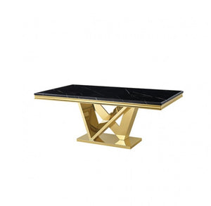 Valdi Gold Black Sintered Stone Top Dining Table