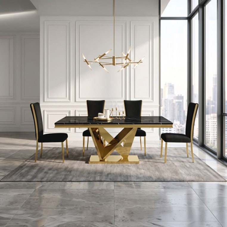 Valdi Gold Black Sintered Stone Top Dining Table