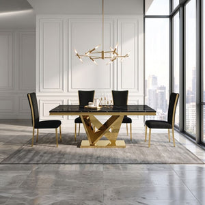 Valdi Gold Black Sintered Stone Top Dining Table