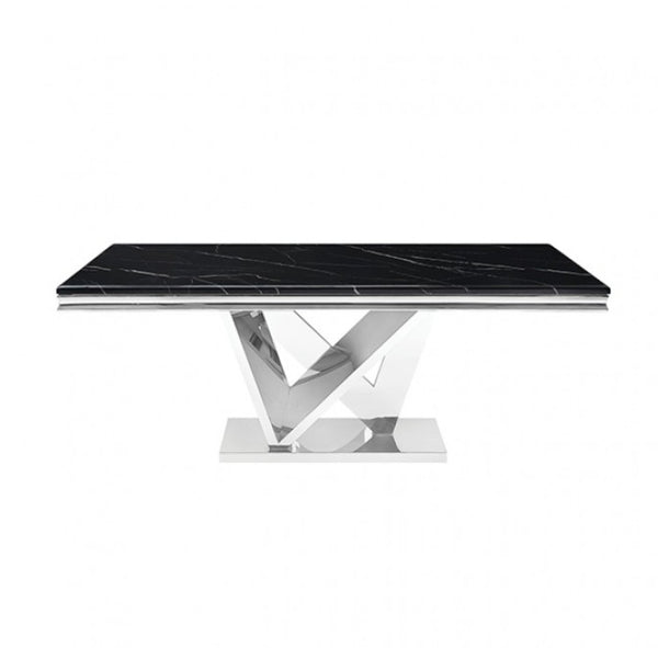 Valdi Silver Black Sintered Stone Top Dining Table Style
