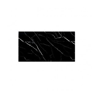 Valdi Silver Black Sintered Stone Top Dining Table A rectangular black marble-look tile or panel with white veining, centered on a plain white background.