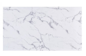 Valdi Silver White Sintered Stone Top Dining Table White marble-look rectangular tile with gray veining, shown against a white background.