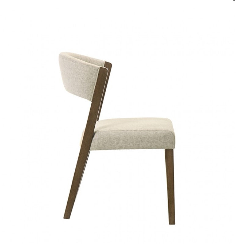 Variza Mid Century Modern Dining Chair 2PK Beige chair with wooden legs on a white background