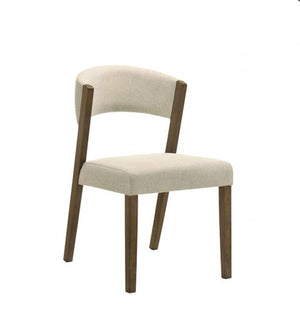 Variza Mid Century Modern Dining Chair 2PK Beige chair with wooden legs on a white background