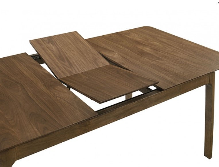 Variza Rectangular Mid Century Modern Dining Table Dining room with wooden table and chairs in a modern interior setting.