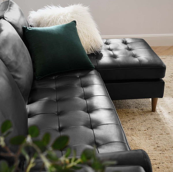 Vaspire 78 modern black Leather upholstery sofa seat details