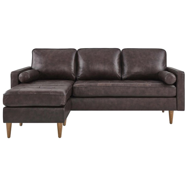 Vaspire 78 modern brown leather upholstery sofa  left facing detials