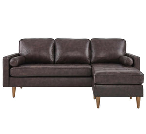 Vaspire 78 modern brown leather upholstery sofa right facing details