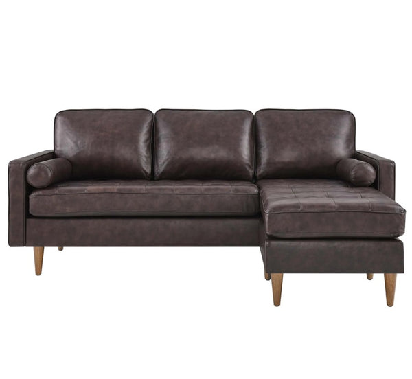 Vaspire 78 modern brown leather upholstery sofa right facing details