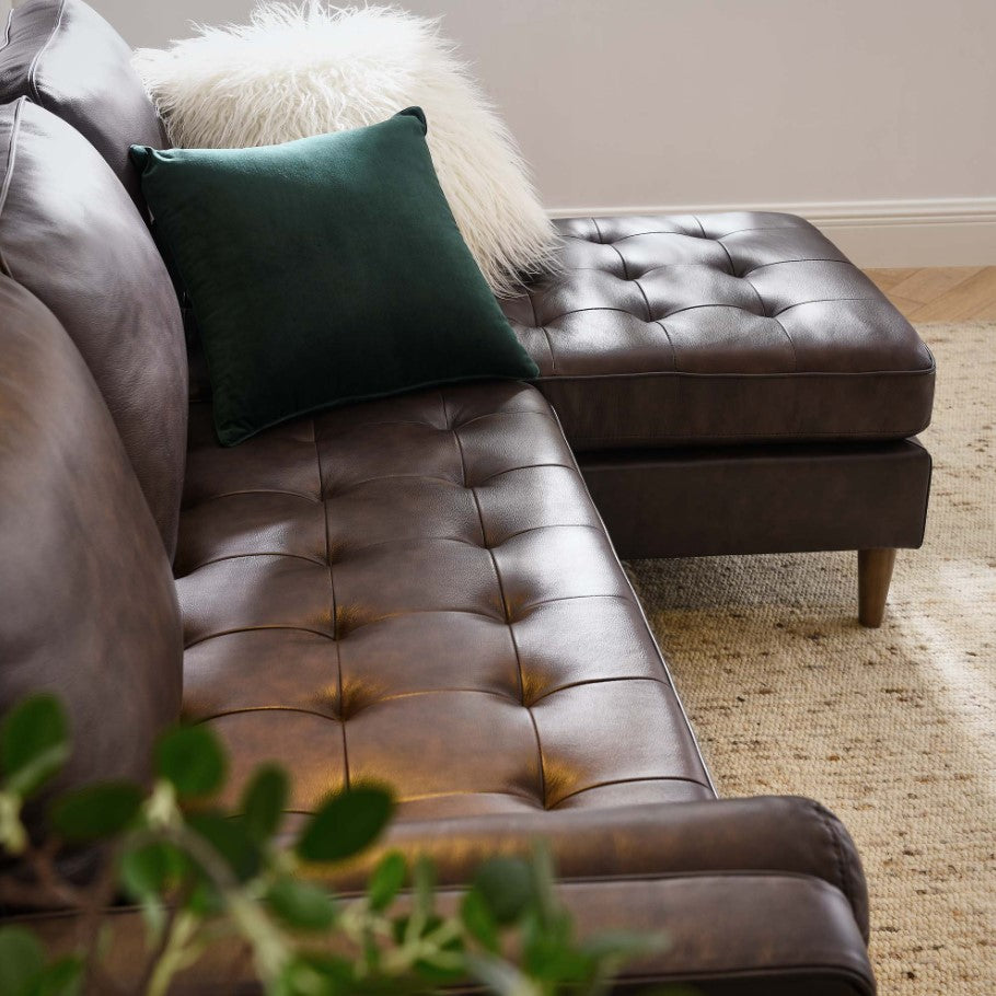 Vaspire 78 modern brown leather upholstery sofa