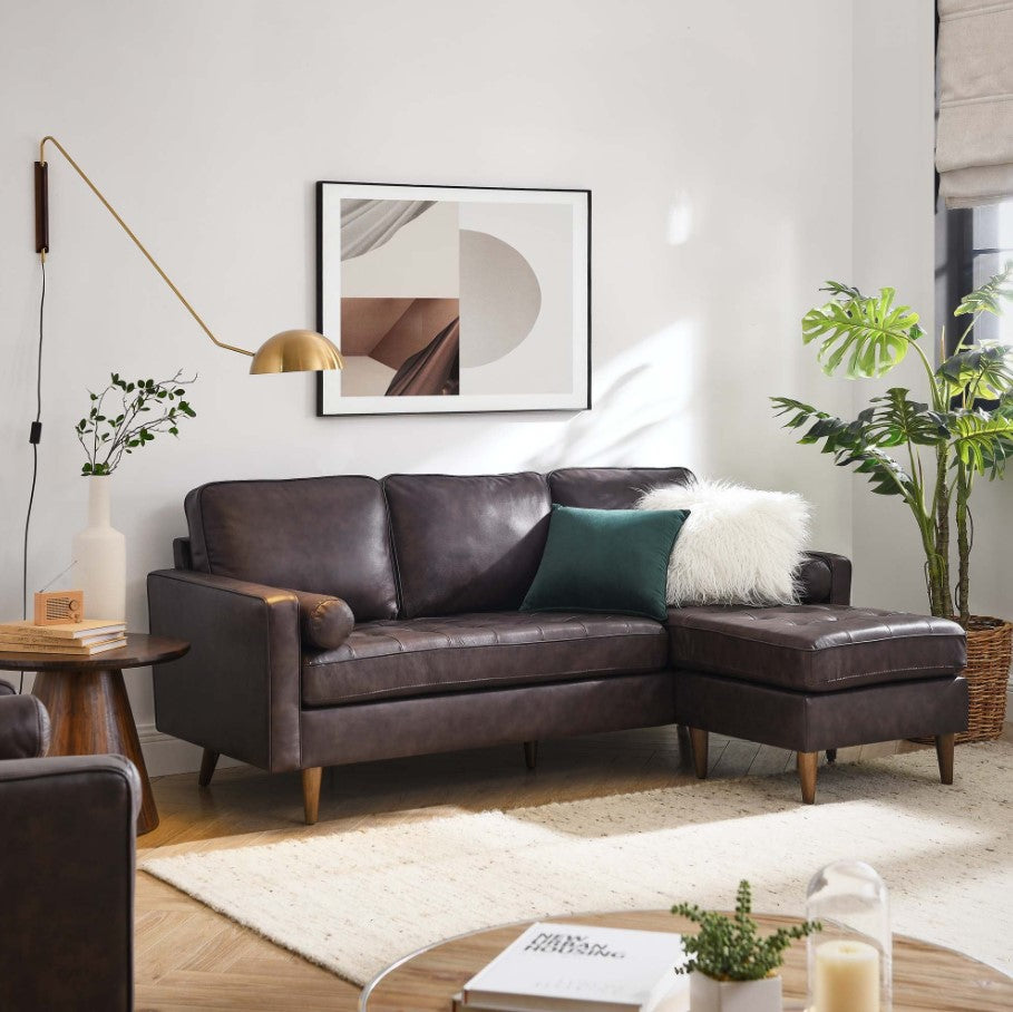 Vaspire 78 modern brown leather upholstery sofa