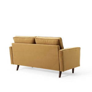 Vaspire Modern Cognac Velvet Performance Loveseat Tan sofa on a white background