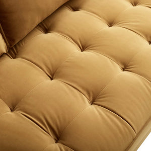 Vaspire Modern Cognac Velvet Performance Loveseat Close-up of a tufted brown cushion